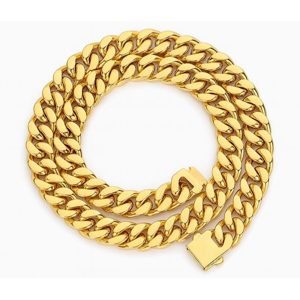 Miami Cuban Link Chain 18K Gold-Plated Necklace 24" L ength 1/2" Width Hip Hop